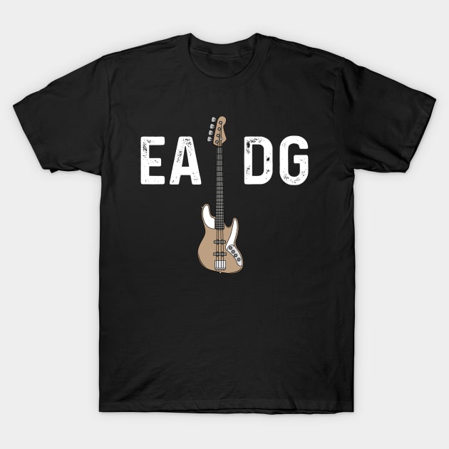 Cool Electric Bass Guitar EADG Distressed Design T-Shirt by Midlife50